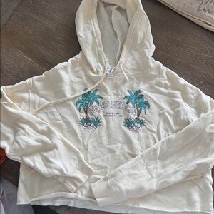 Cream Hoodie with Palm Tree Design